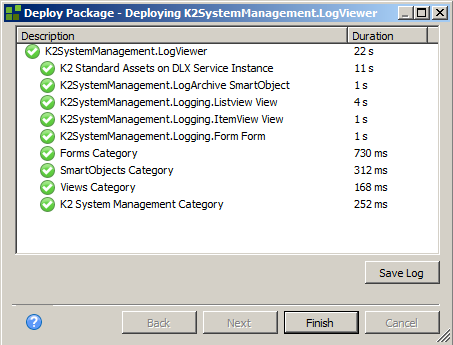 K2 Host Server Log Viewer Deployment - Deployment Results